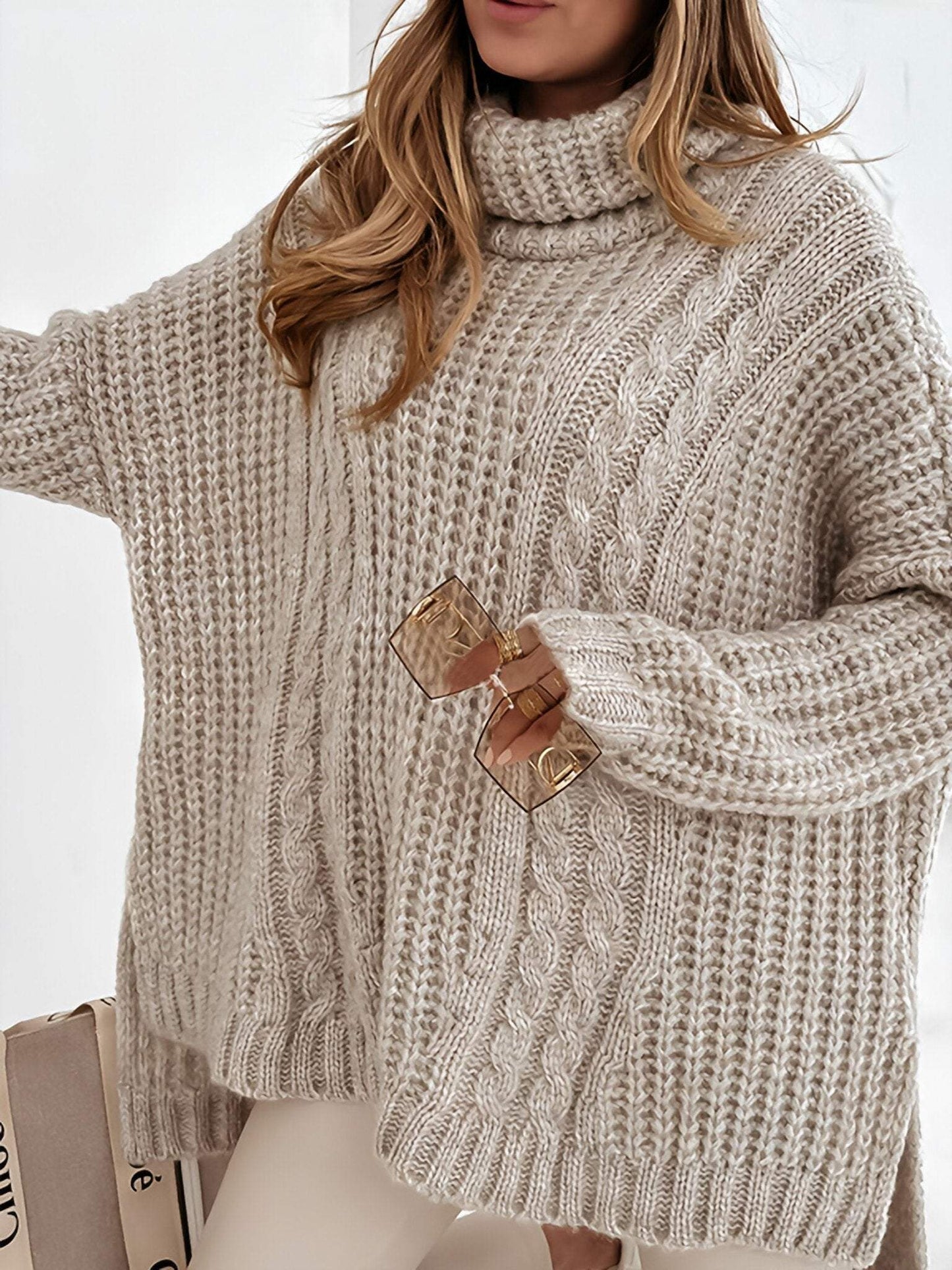 Women's Turtleneck Long Sleeve Knitted Sweater