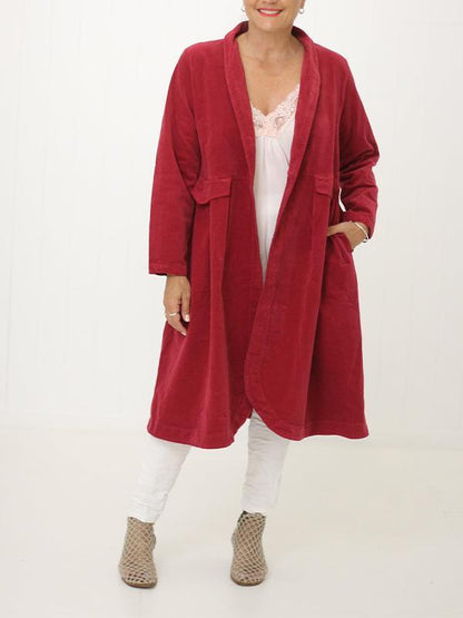 Women's Lapel Solid Color Sweater Coat