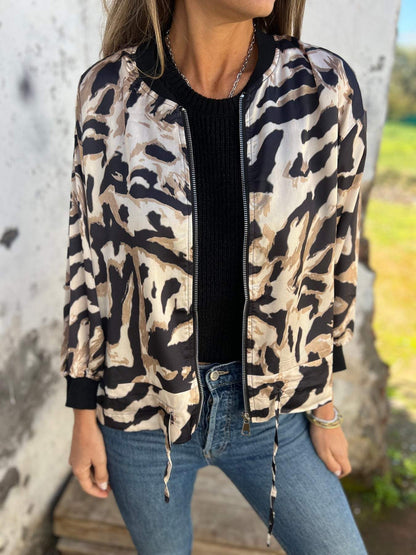 Women's Round Neck Long Sleeve Leopard Print Casual Top