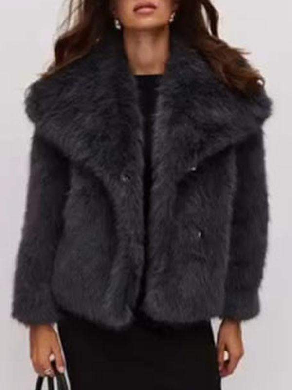 Women's Lapel Plush Coat