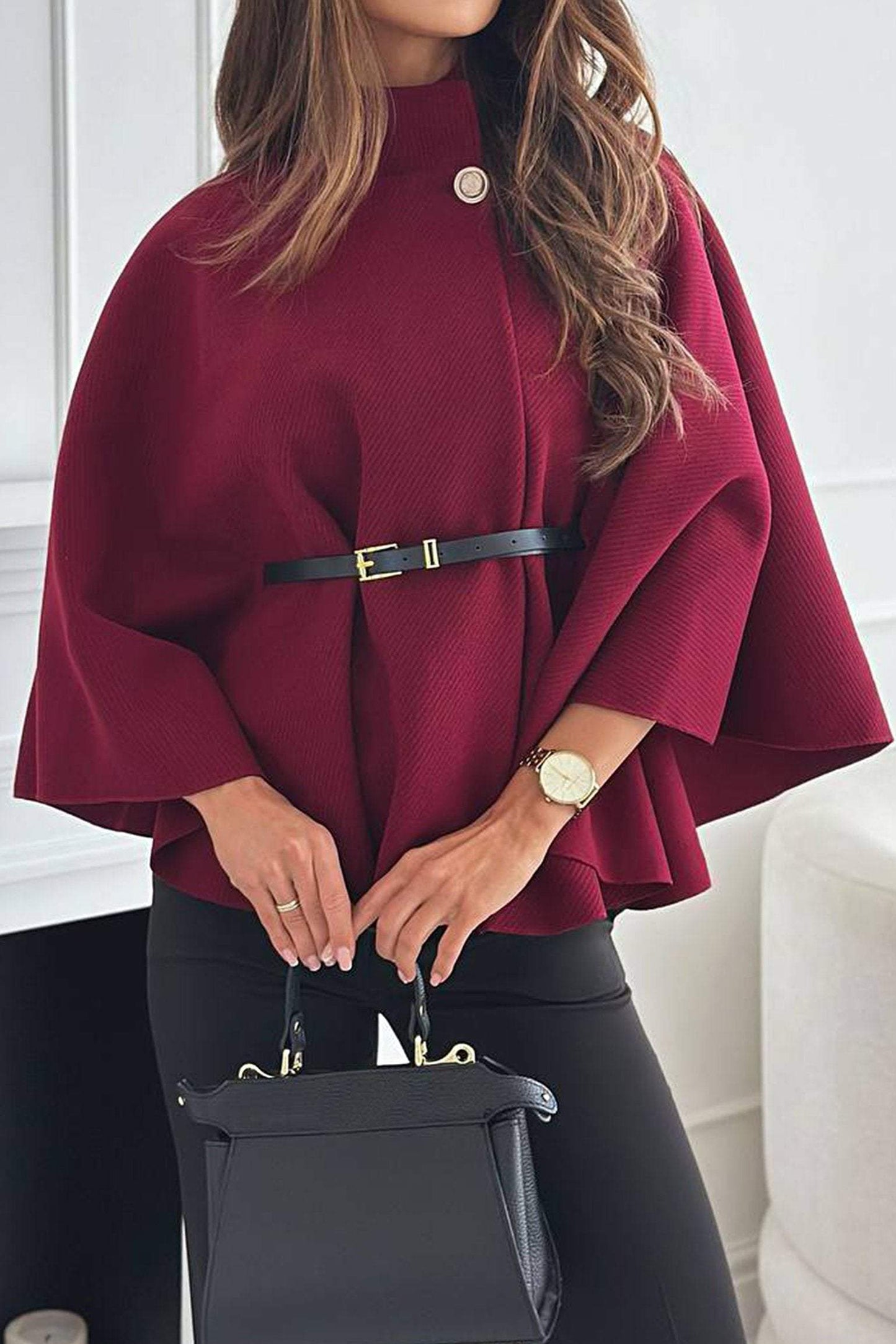 Women's Solid Color Casual Cape Top