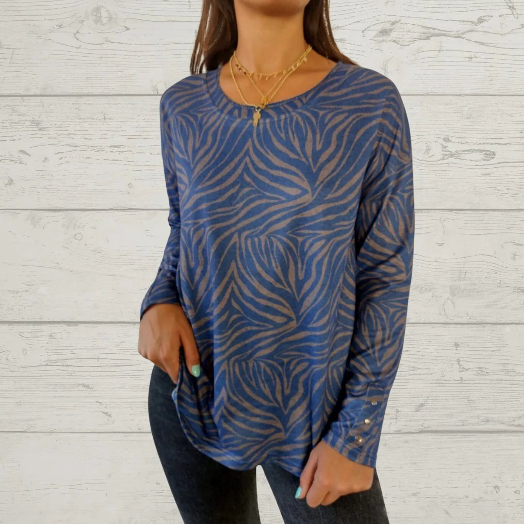 Women's Round Neck Long Sleeve Printed Casual Top