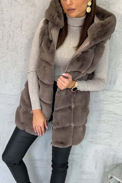 Women say fashion hood  sleeveless coat