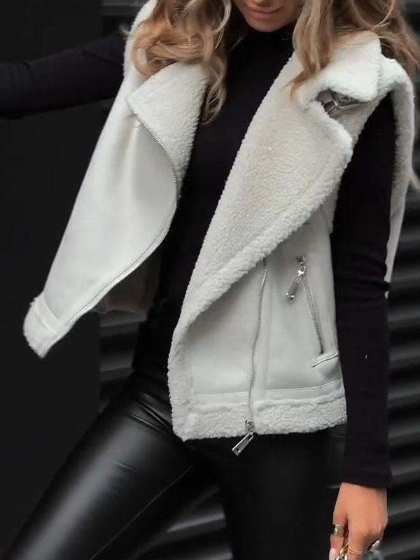 Women's Lapel Plush Vest