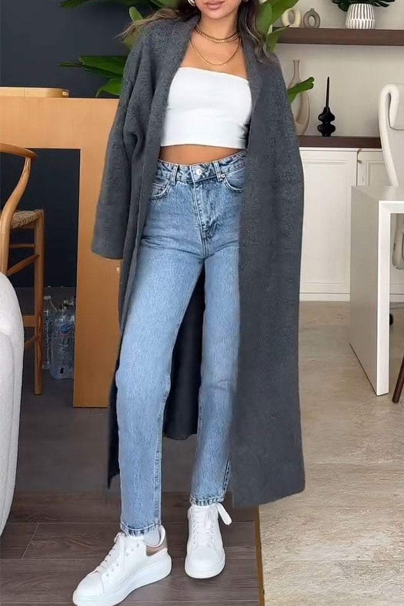 Women's Simple Long Sleeve Fur Cardigan