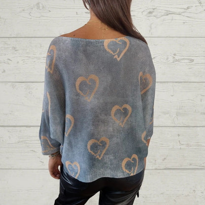 Round Neck Love Print Top