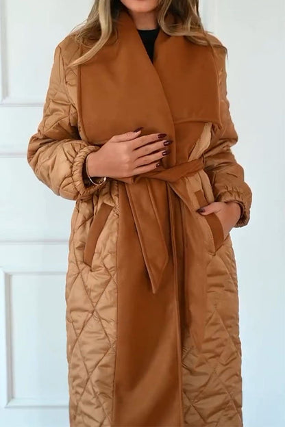 Women's Lapel Long Sleeve Patchwork Coat