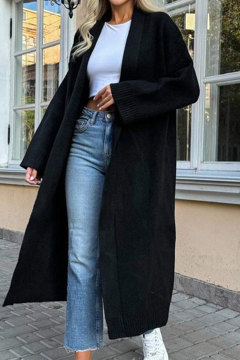 Casual Solid Color Sweater Coat