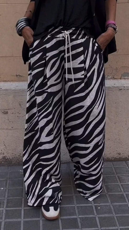 Women's Zebra Print Casual Trousers