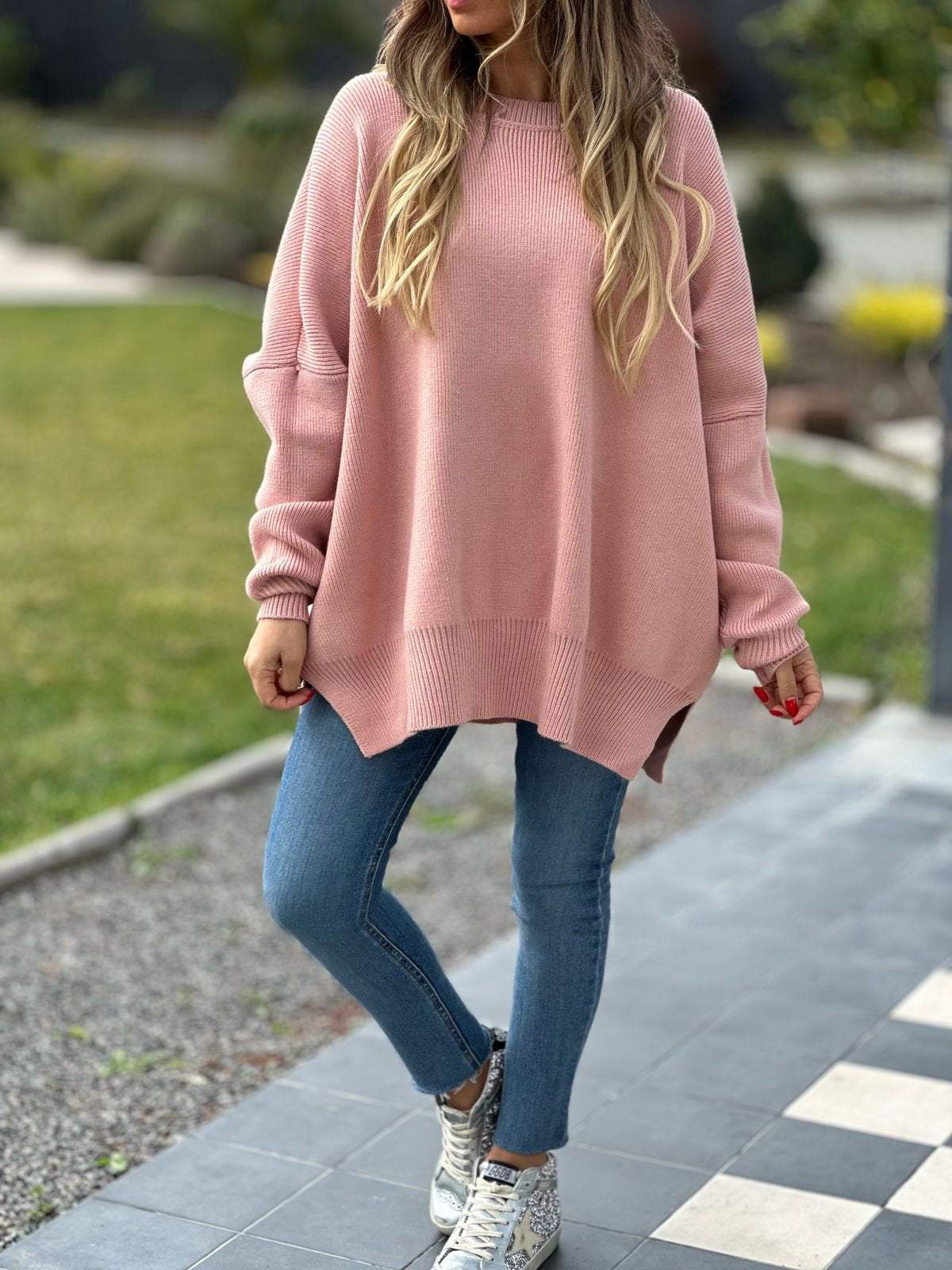 Women's Solid Color Irregular Pullover Sweater