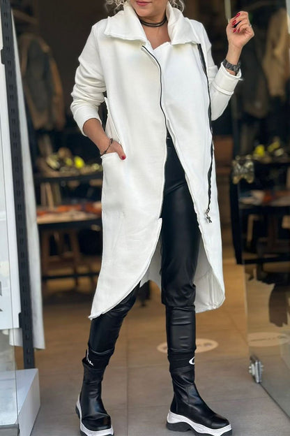 Women's Lapel Long-sleeved Patchwork Trench Coat