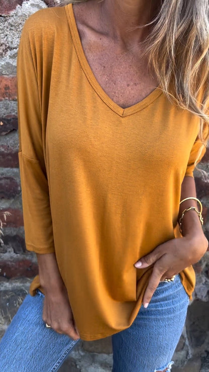 V-neck Long-sleeved Top