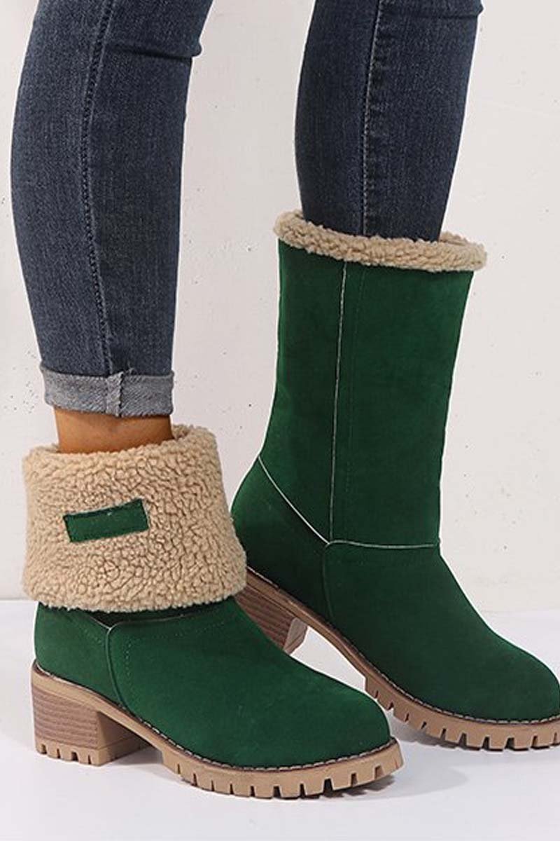 Women's thick heel high heel snow boots women's two-wear plus velvet warm mid-calf boots