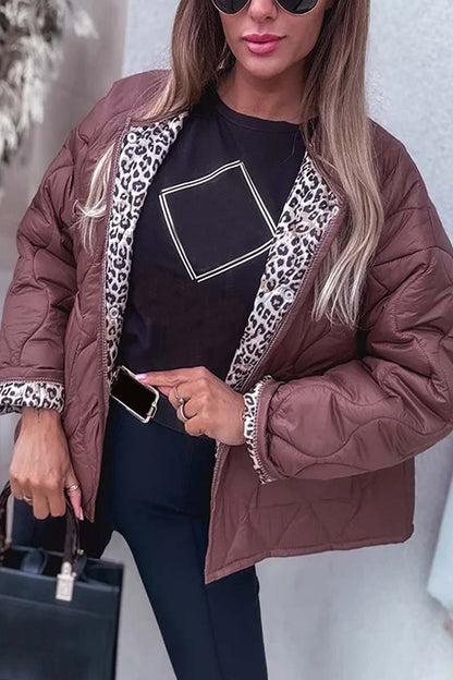 Women's leopard print patchwork jacket