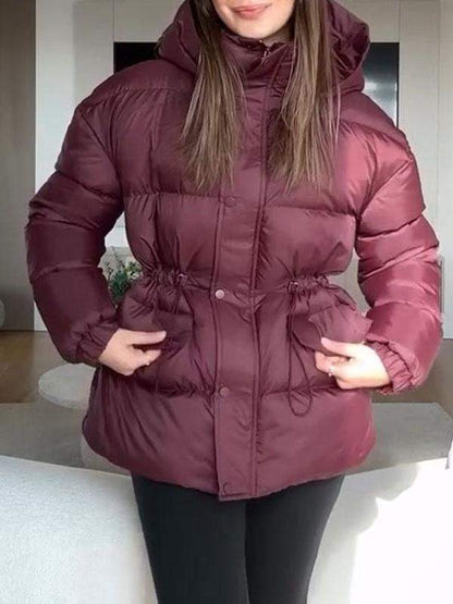 Women's Solid Color Hooded Coat