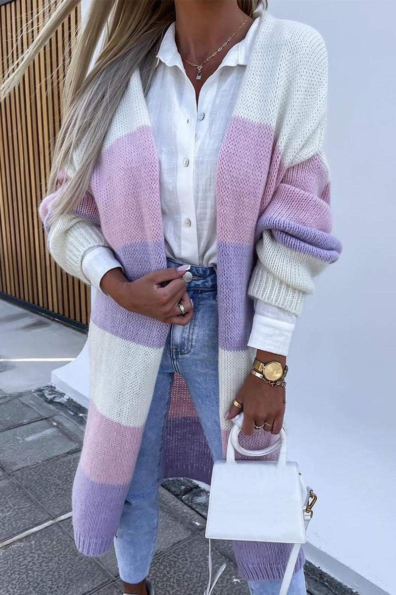 Casual Striped Sweater Coat