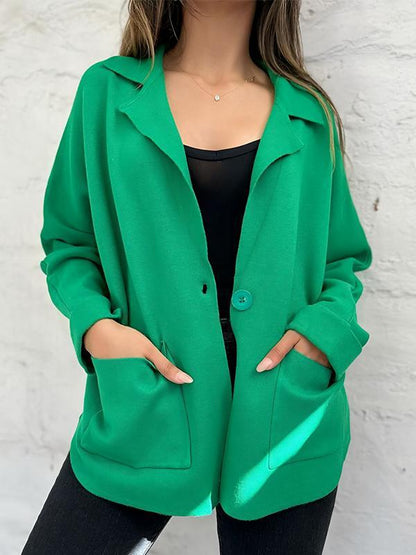 Women's Lapel Solid Color Thin Coat