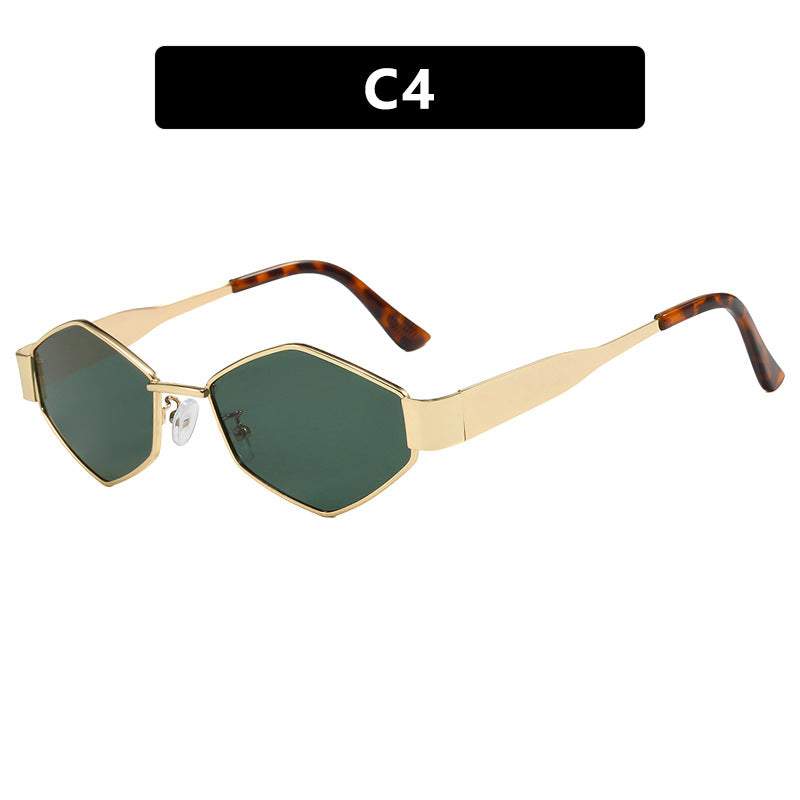 Gold Metal Full Rim Frame Sunglasses