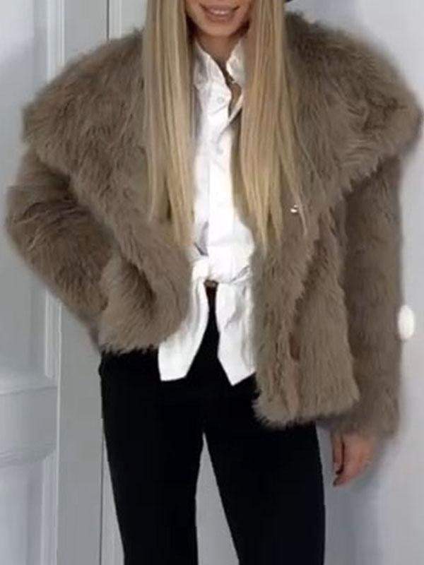 Women's Lapel Plush Coat