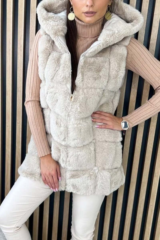 Women say fashion hood  sleeveless coat