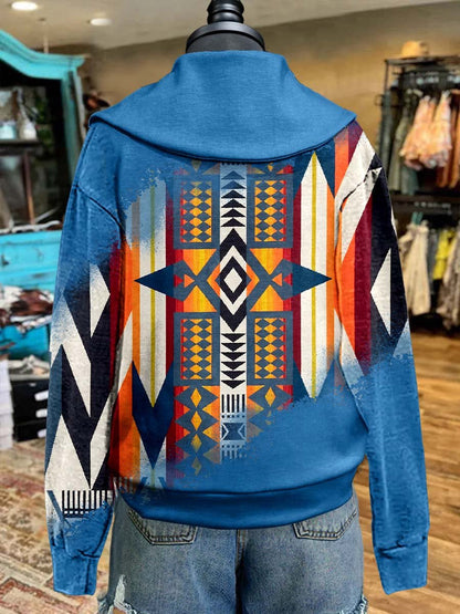 Aztac Print Cozy Plush Sweatshirt