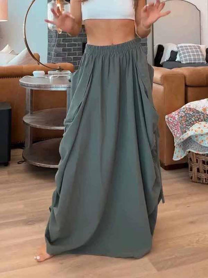 Women's Solid Color Loose Long Skirt