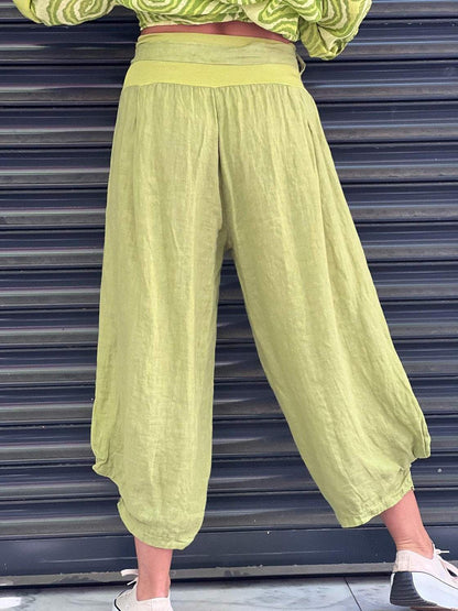 Ladies Casual Cotton and Linen Pants Suit