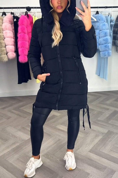 Women's Casual Hooded Mid-length Thick Cotton Coat