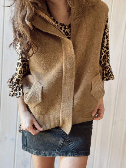 Women's Solid Color Sleeveless Knitted Jacket