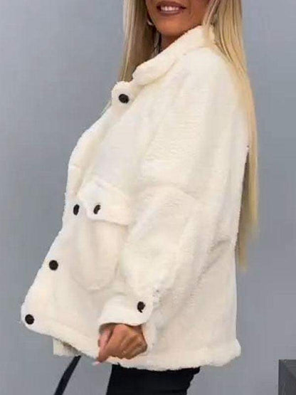 Women's Lapel Long Sleeve Plush Coat