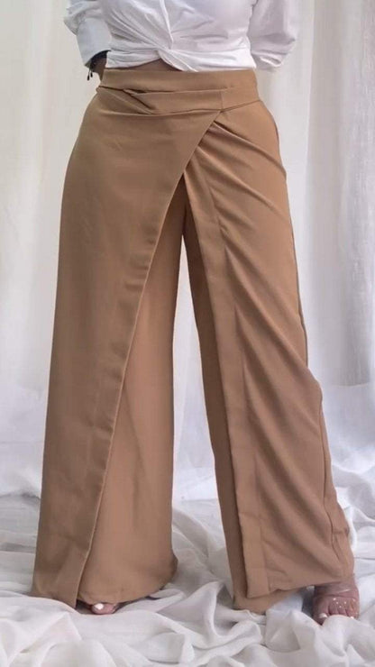 Women's Solid Color Cross-strap Design Pants