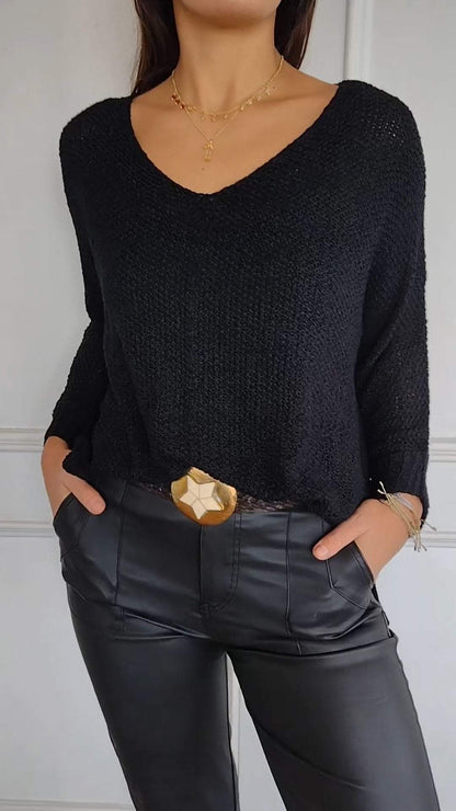 Casual V-neck Knitted Top