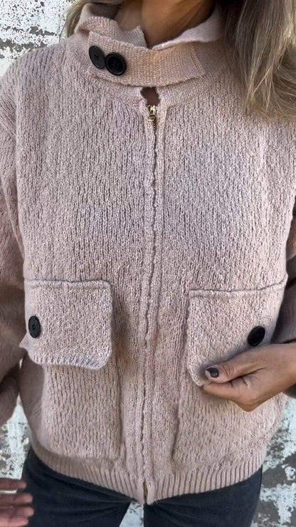 Women's Autumn Lapel Long Sleeve Knitted Sweater Coat