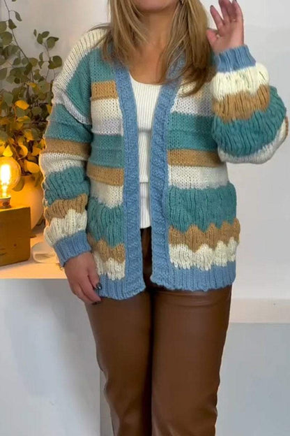 Women's Casual Colorblock Sweater Cardigan