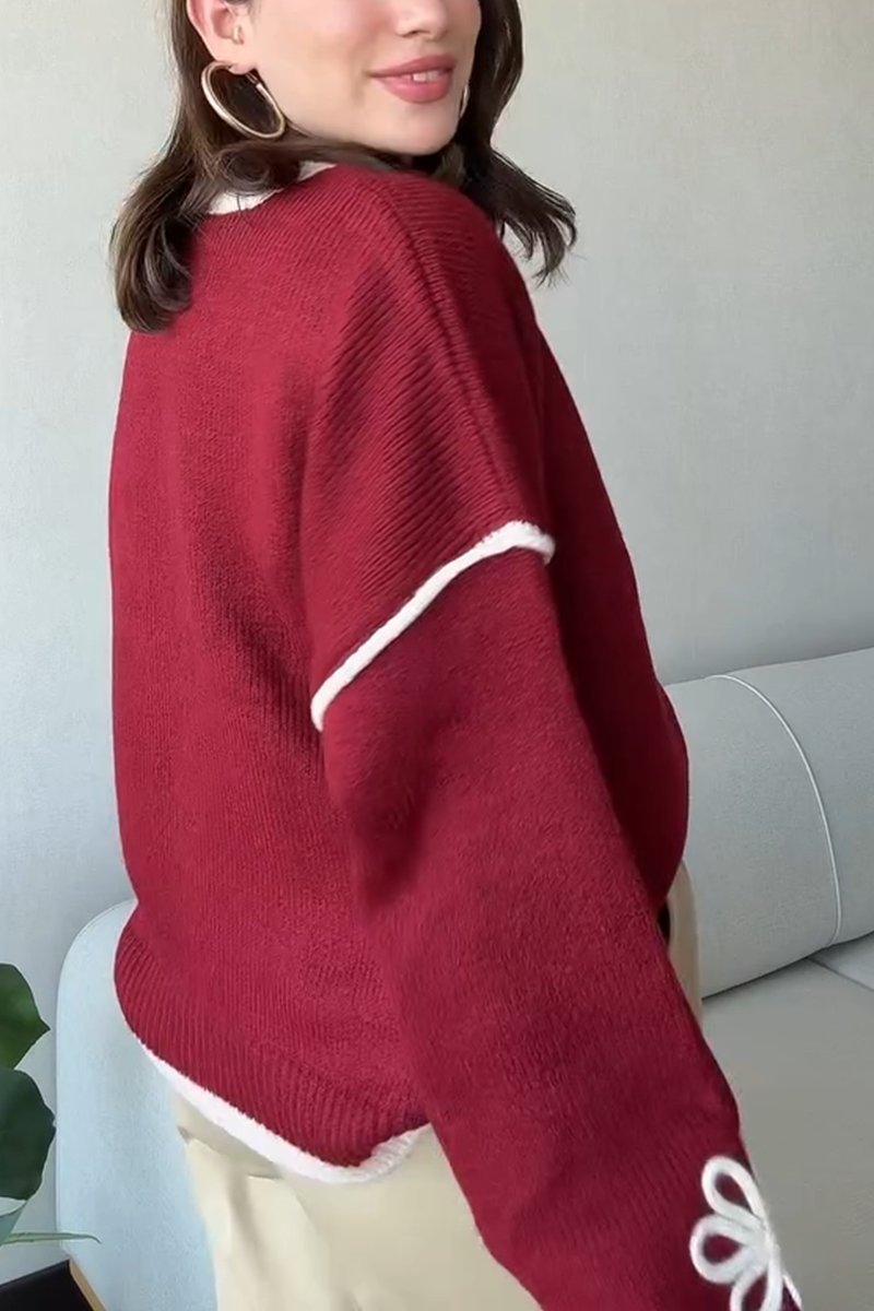 Crewneck suit color-blocked sweater