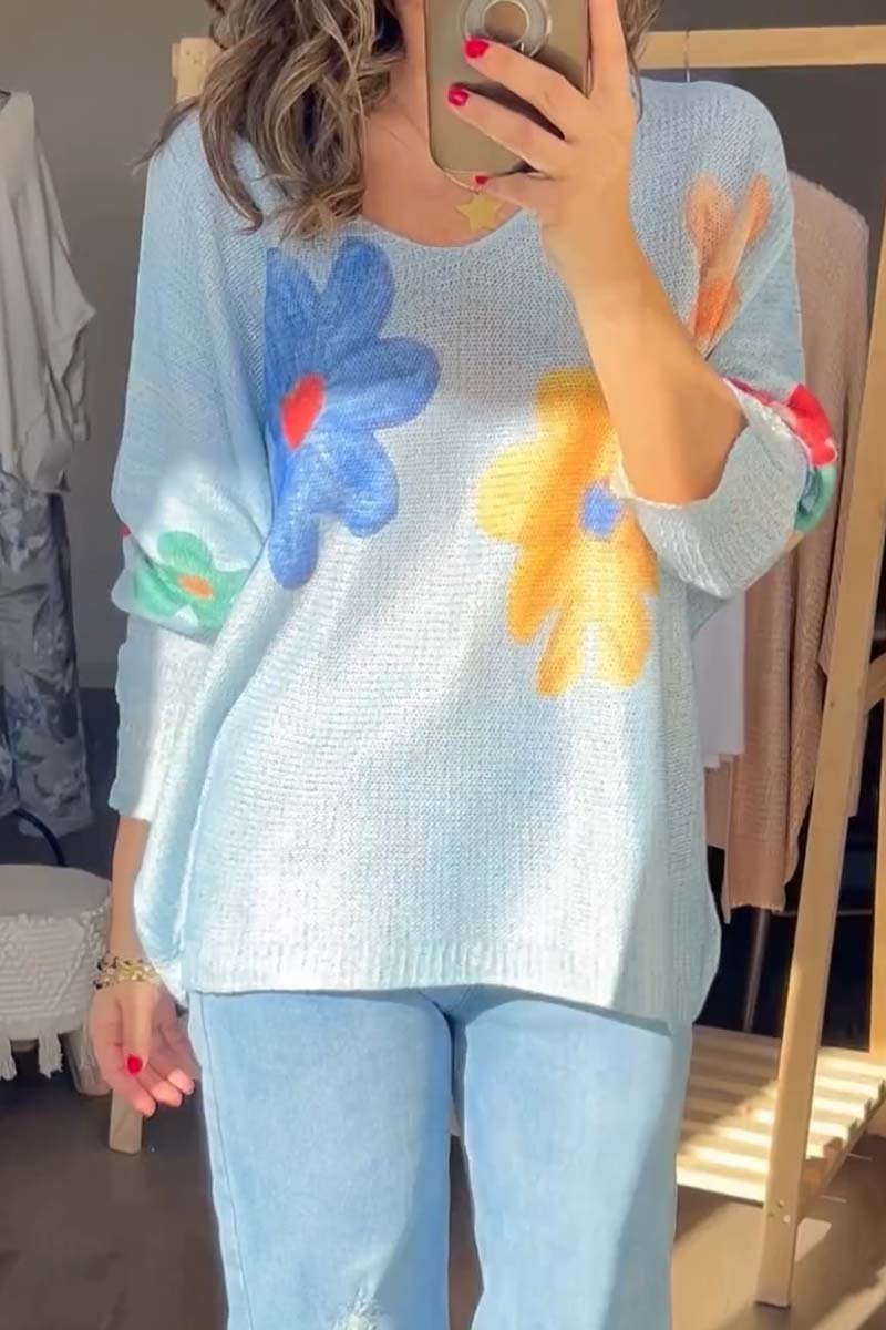 Women's Casual Floral Crochet Thin Sweater