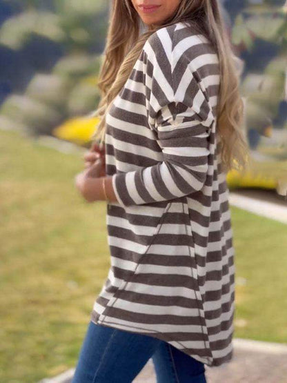 Women's Striped Patchwork Irregular Long Sleeves