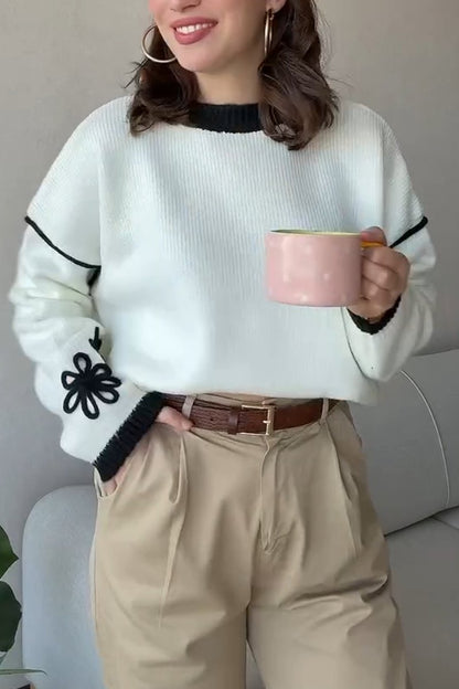 Crewneck suit color-blocked sweater