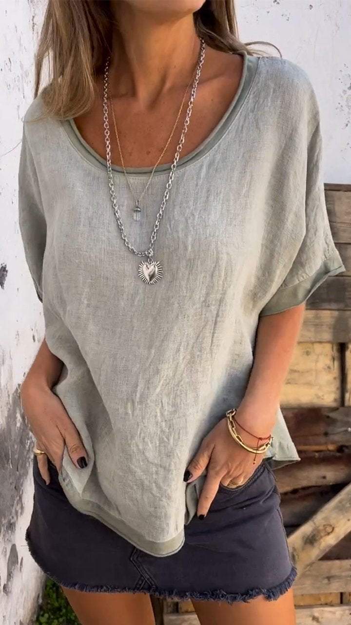 Casual Round Neck Short Sleeve Top