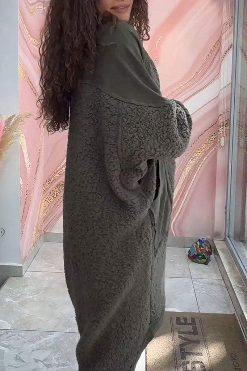 Women's Solid Color Plush Cardigan