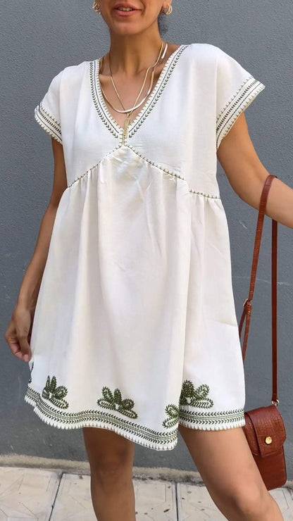 Women's V-neck Short-sleeved Casual Dress