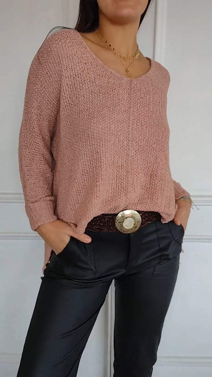 Casual V-neck Knitted Top