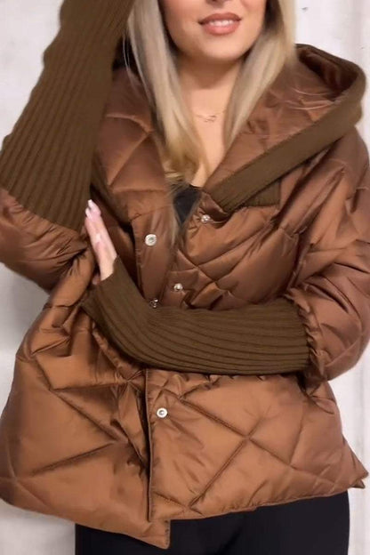 Casual Solid Color Knitted Patchwork Coat