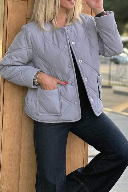 Solid Color Buttoned Casual Pocket Jacket