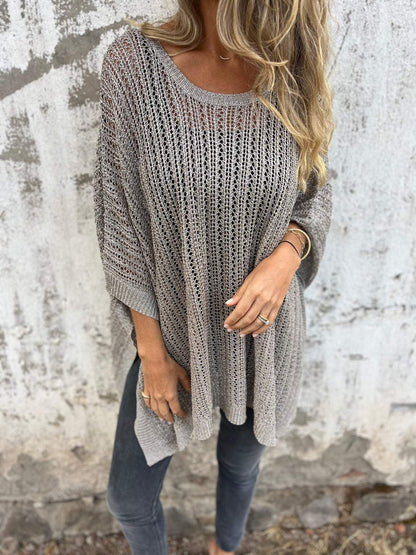 Women's Round Neck Hollow Knitted Sweater