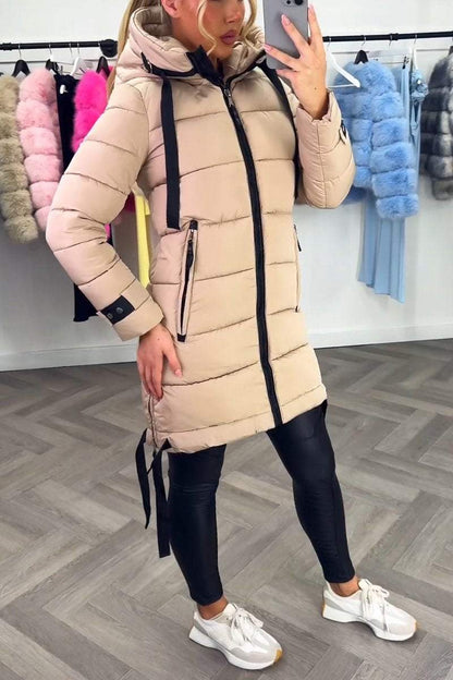 Women's Casual Hooded Mid-length Thick Cotton Coat