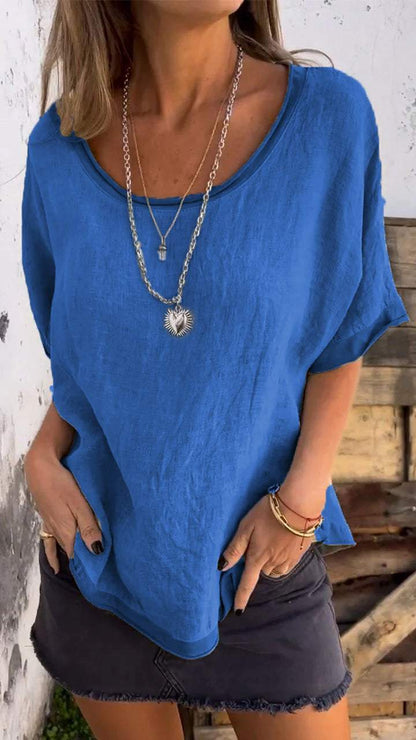 Casual Round Neck Short Sleeve Top