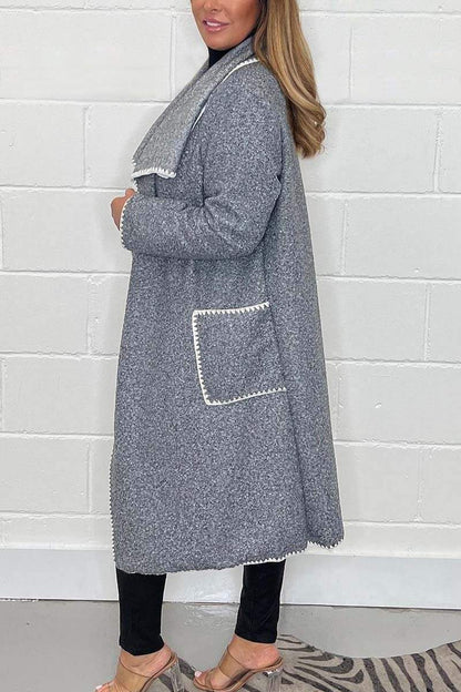 Women's casual contrast color side length coat