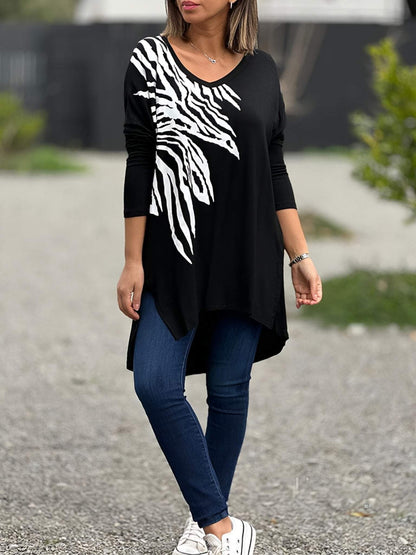 Irregular Printed Long Sleeve T-shirt