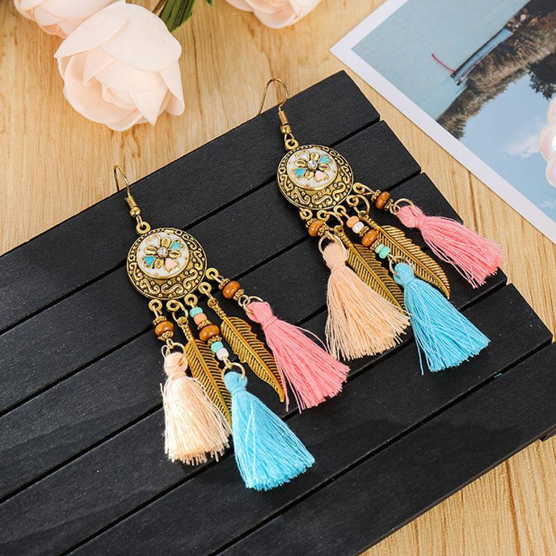 Boho tassel long temperament versatile earrings